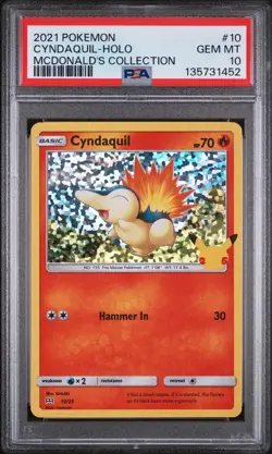 2021 POKEMON MCDONALD'S COLL #10 CYNDAQUIL-HOLO PSA 10 - Image 1