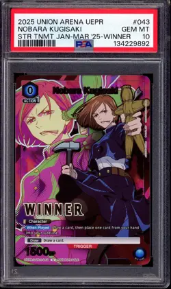 2025 Union Arena PR Store Tournament Jan-March Winner Nobara Kugisaki #43 PSA 10 - Image 1