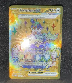 Pokemon TCG Terapagos EX 173/142 Stellar Crown Hyper Rare Gold Holo Card - Image 1