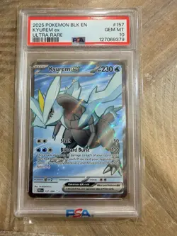 Pokemon Black Bolt Kyurem EX Full Art Rare Card 157/086 PSA 10 - Image 1