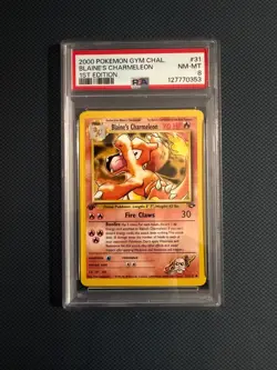 PSA 8 NM to MT 1st Edition Blaine's Charmeleon 31/132 Gym Challenge Pokemon Card - Image 1
