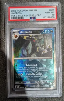 Pokemon TCG - Prismatic Evolutions - Umbreon Poke Ball Reverse Holo - PSA 10 - Image 1