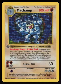 Machamp 8/102 Holo Rare Shadowless Base Set 1st Edition Pokemon - Image 1