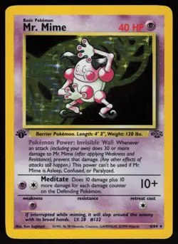 Mr. Mime 6/64 Rare Jungle Holo 1st Edition Pokemon - Image 1