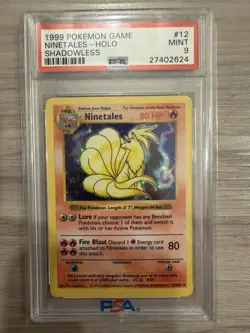 1999 Pokemon Shadowless Ninetales PSA 9 Mint Holo #12 - Image 1