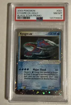 2003 Pokemon #001 Kyogre EX-Holo Black Star Promo PSA 8 NM-MT - Image 1
