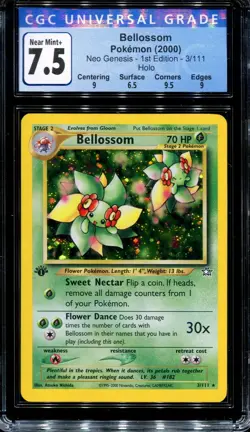 CGC 7.5 Pokemon 2000 Neo Genesis 1st Edition Bellossom Holo #3 - Image 1