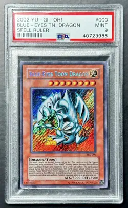 2002 Yugioh Spell Ruler BLUE-EYES TOON DRAGON SRL-000 Secret Rare PSA 9 Mint - Image 1