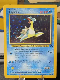 Pokemon TCG Lapras 10/62 Fossil Unlimited Holo Rare Vintage 1999 WOTC - Image 1