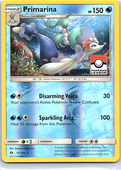 Primarina - (Pokemon League) 041/149 League & Championship Cards Reverse Holo MP - Image 1