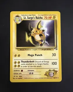 Pokemon Card - Lt. Surge's Raichu Gym Heroes 28/132 Rare - Image 1
