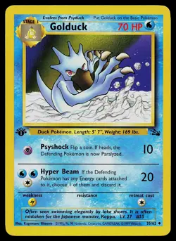 Pokemon Card - Golduck Fossil 35/62 Uncommon 1st Edition - Image 1
