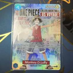 One Piece College Basketball US Voyage Luffy Card IN HAND - OPENED - Image 1