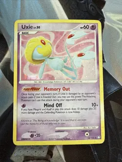 Uxie 18/123 2007 Mysterious Treasures Pokemon Card TCG Cosmos Holo Rare - MP - Image 1