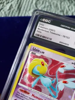 Pokemon TCG 2007 DP Mysterious Treasures Uxie 18/123 Holo CGC 8 NM/Mint - Image 5