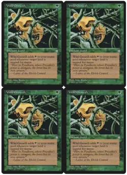MTG Wild Growth x4 Ice Age Common NM/LP Playset - Image 1