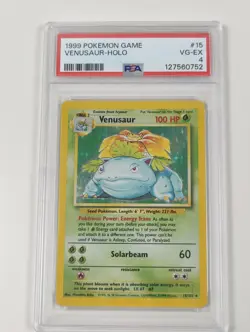 1999 Pokemon Game Base Set Venusaur Holo PSA VG-EX 4 - Vintage #15 - Image 1