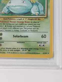 1999 Pokemon Game Base Set Venusaur Holo PSA VG-EX 4 - Vintage #15 - Image 5
