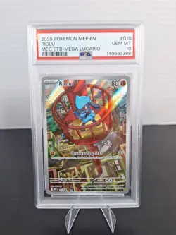 2025 POKEMON MEP EN-ME BLACK STAR PROMO #010 RIOLU PSA 10 - Image 1