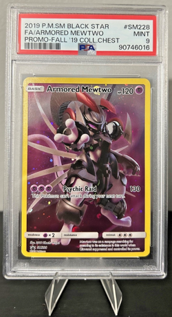 2019 POKEMON BLACK STAR PROMO FALL '19 COLL. CHEST SM228 ARMORED MEWTWO PSA 9 - Image 1