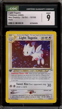 Pokemon Light Togetic Neo Destiny 1st Edition Holo Rare #15 CGC 9 Mint - Image 1