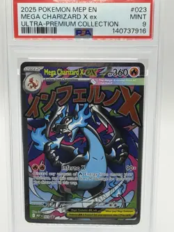 2025 POKEMON MEP EN-ME BLACK STAR PROMO #023 MEGA CHARIZARD X EX PSA 9 - Image 1