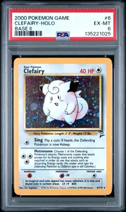 2000 POKEMON GAME BASE II #6 CLEFAIRY-HOLO BASE II PSA 6 - Image 1
