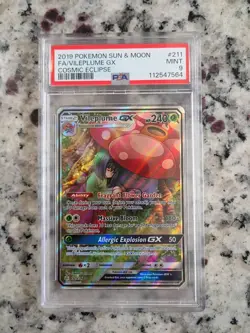 Pokemon Vileplume GX TCG Sun & Moon Cosmic Eclipse Full Art Ultra Rare PSA 9 - Image 1