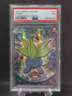 2000 Pokemon Topps Chrome Series 1 Tekno Oddish #43 PSA 7 Near Mint - Image 1