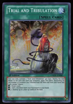 Trial and Tribulation GAOV-EN087 Secret Rare 1st Edition Yu-Gi-Oh - Image 1