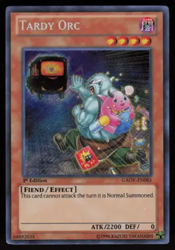 Tardy Orc GAOV-EN085 Secret Rare Galactic Overlord 1st Edition Yu-Gi-Oh - Image 1