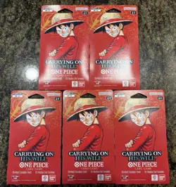 One Piece (OP-13) Carrying on His Will Sleeved Booster Packs Lot of 5 Bandai New - Image 1