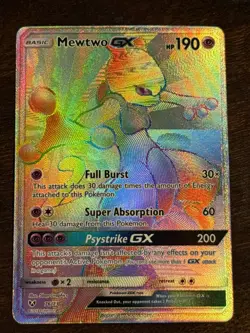 Pokemon Mewtwo GX 76/73 Rainbow Secret Rare Holo Card Shining Legends - Image 1