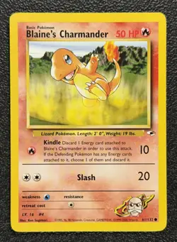 Blaine's Charmander 61/132 Gym Heroes Series Common Basic Pokemon Card 2000 NM - Image 1
