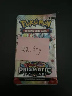 22.60g VERY HEAVY Prismatic Evolutions Pokemon Sealed Booster Pack New - Image 3
