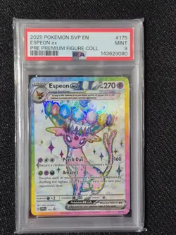 2025 POKEMON PRISMATIC EVOLUTIONS PREMIUM FIGURE COLLECTION ESPEON EX PSA 9 - Image 1