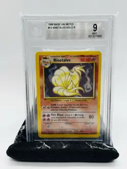 1999 POKEMON BASE SET UNLIMITED #12 NINETALES-HOLO BGS 9 MINT - Image 1