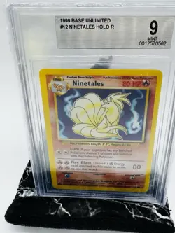 1999 POKEMON BASE SET UNLIMITED #12 NINETALES-HOLO BGS 9 MINT - Image 2