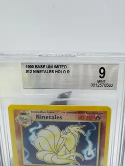 1999 POKEMON BASE SET UNLIMITED #12 NINETALES-HOLO BGS 9 MINT - Image 3