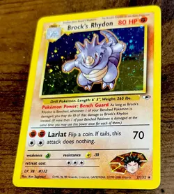 Pokemon Brock's Rhydon 1st Edition Holo 2/132 Gym Heroes Holo It’s N Great Shape - Image 1