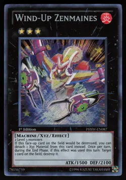 Wind-Up Zenmaines PHSW-EN087 Secret Rare Photon Shockwave 1st Edition Yu-Gi-Oh - Image 1