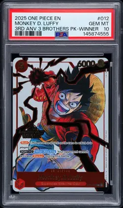 2025 ONE PIECE 3RD ANNIVERSARY 3 BROTHERS 012 MONKEY D. LUFFY WINNER PSA 10 - Image 1