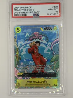 2024 One Piece Op08 EN Monkey D. Luffy Treasure Rare #109 PSA 10 - Image 1
