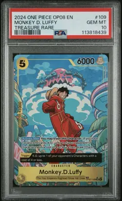 2024 One Piece Op08 EN Monkey D. Luffy Treasure Rare #109 PSA 10 - Image 1