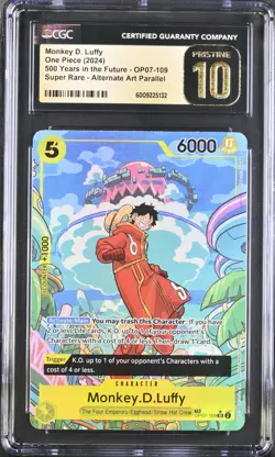 2024 One Piece Op08 EN Monkey D. Luffy Treasure Rare 109 CGC 10 PRISTINE not PSA - Image 1
