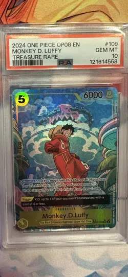 2024 One Piece Op08 EN Monkey D. Luffy Treasure Rare #109 PSA 10 - Image 1