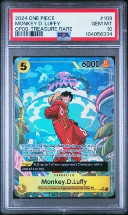 2024 One Piece Op08 EN Monkey D. Luffy Treasure Rare #109 PSA 10 - Image 1