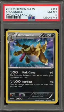 Pokemon Krookodile Dragons Exalted Holo Secret Rare #127 PSA 8 - Image 1