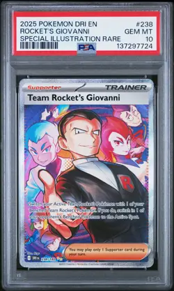 2025 POKEMON DRI EN-DESTINED RIVALS #238 TEAM ROCKET'S GIOVANNI PSA 10 - Image 1