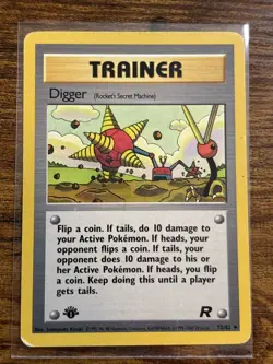 Trainer Digger 1st Edition 75/82 Uncommon Team Rocket Pokemon TCG Card - Image 1